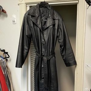 NYDA Black Leather Trench Coat